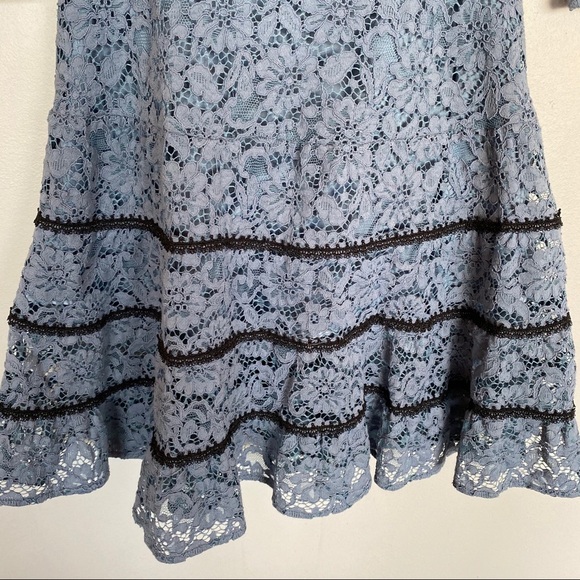 Metisu Blue Hollow Cutout Lace Swing Midi Dress Blue Sz Small - Picture 5 of 12
